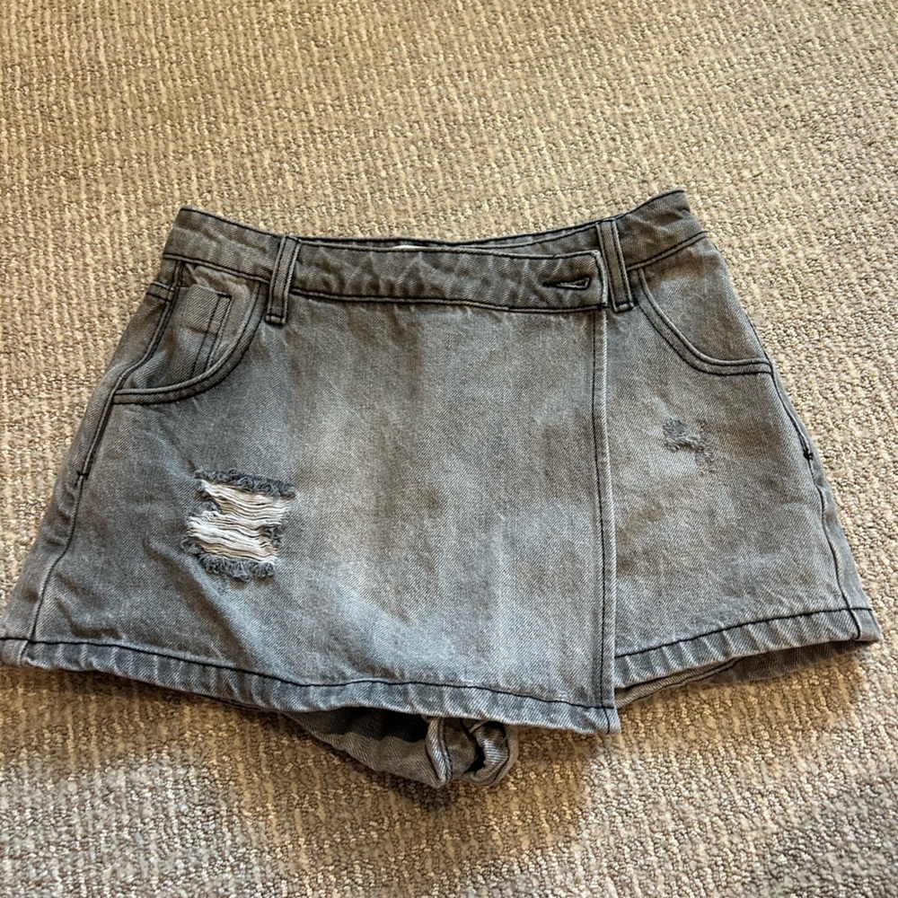 Endless rose asymmetrical denim skort